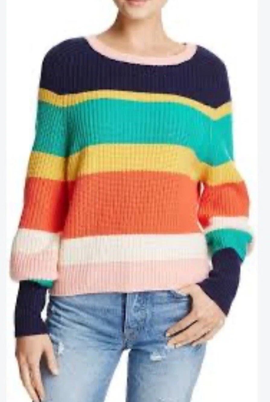 Joie Haady Pullover Sweater Women's XS Wool Cashmere Stripe Color Block Bright